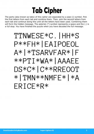 Tab Cipher #3 in Super Ciphers 33