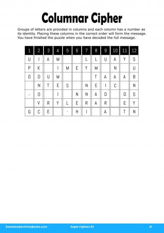 Columnar Cipher #21 in Super Ciphers 33