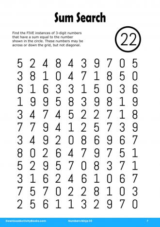 Sum Search in Numbers Ninja 33