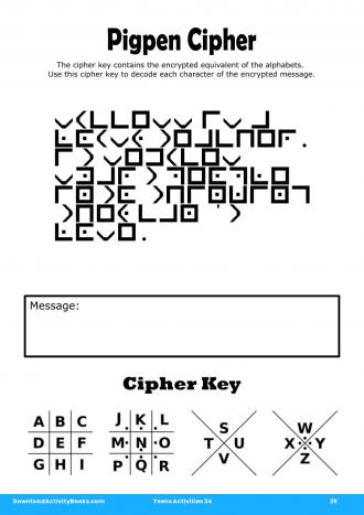 Pigpen Cipher #25 in Teens Activities 34