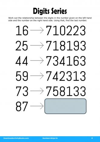 Digits Series in Numbers Ninja 34