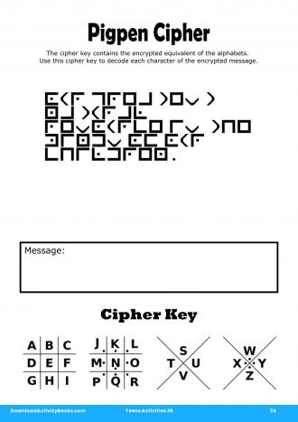 Pigpen Cipher #24 in Teens Activities 35