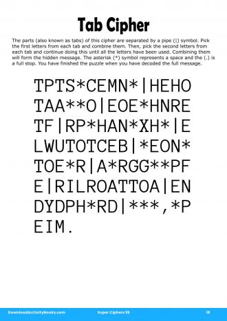 Tab Cipher #18 in Super Ciphers 35