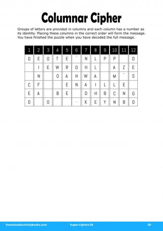 Columnar Cipher #30 in Super Ciphers 35