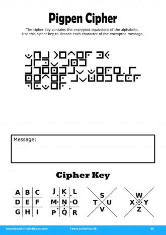 Pigpen Cipher #25 in Teens Activities 36