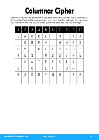 Columnar Cipher #22 in Super Ciphers 37