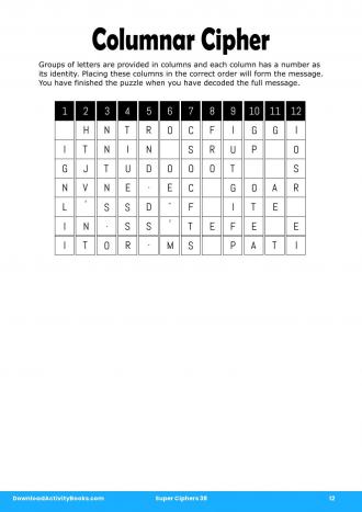 Columnar Cipher #12 in Super Ciphers 38