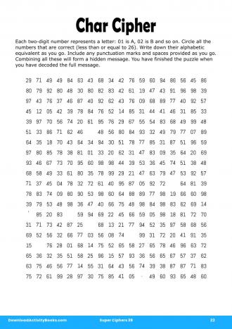 Char Cipher #22 in Super Ciphers 39