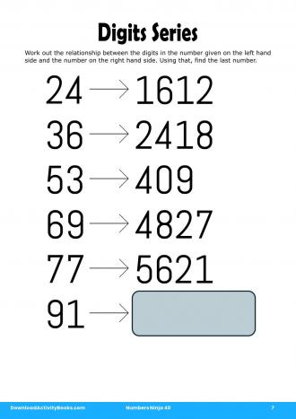 Digits Series in Numbers Ninja 40
