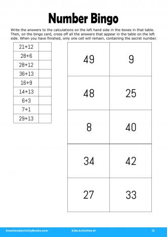 Number Bingo #12 in Kids Activities 41