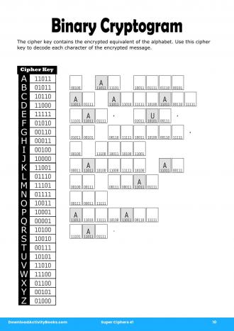 Binary Cryptogram in Super Ciphers 41