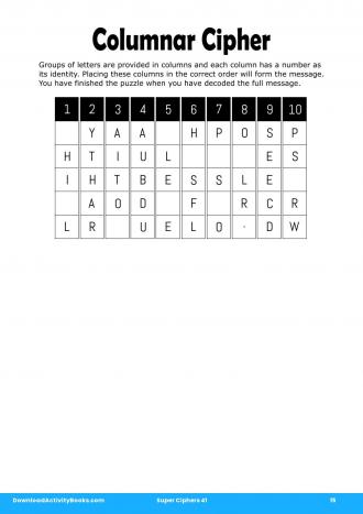 Columnar Cipher #15 in Super Ciphers 41