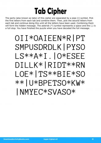 Tab Cipher in Super Ciphers 41