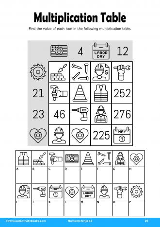 Multiplication Table #20 in Numbers Ninja 42