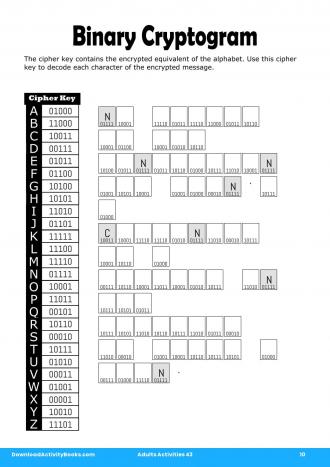 Binary Cryptogram #10 in Adults Activities 43