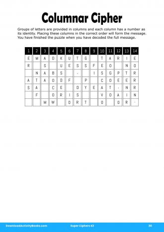 Columnar Cipher #30 in Super Ciphers 43