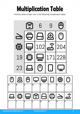 Multiplication Table in Numbers Ninja 44