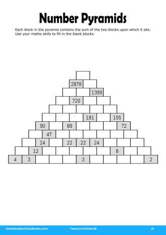 Number Pyramids in Teens Activities 45
