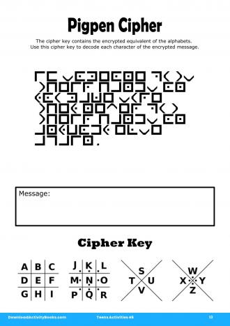 Pigpen Cipher #13 in Teens Activities 46