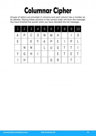 Columnar Cipher #25 in Kids Activities 46