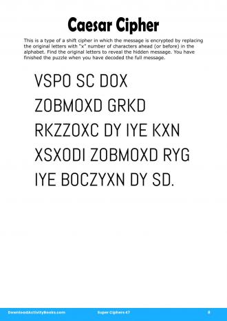 Caesar Cipher #8 in Super Ciphers 47