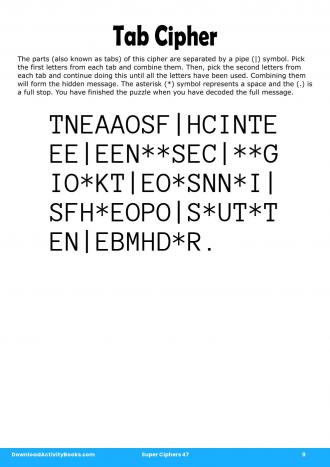 Tab Cipher in Super Ciphers 47