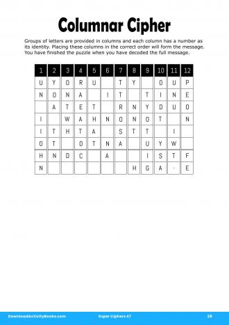 Columnar Cipher #28 in Super Ciphers 47
