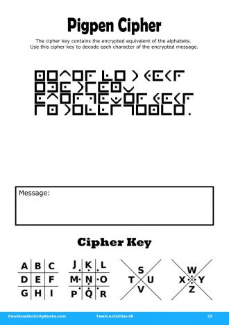 Pigpen Cipher #23 in Teens Activities 48